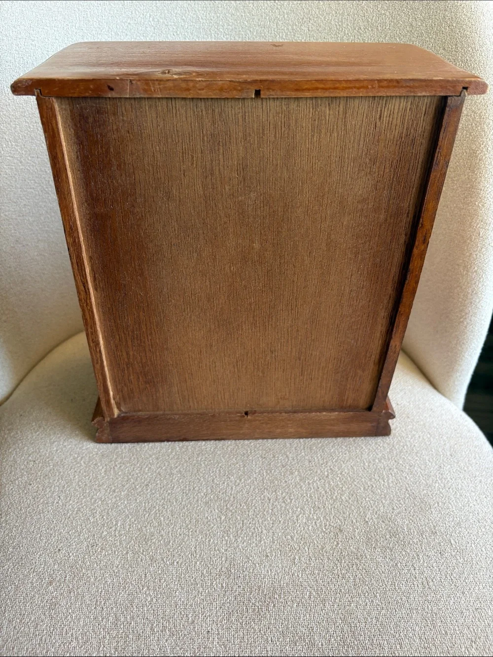 VTG Wood Jewelry Cabinet with Mirrored Door 9” X 10.5”